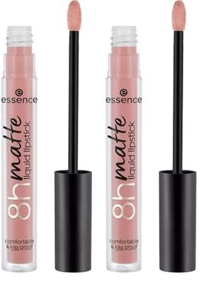 Essence Cosmetics 8H Matte Rossetto Liquido, Lunga Durata, Opacizzante, Asciugatura Rapida, Opaca, 2.5 ml (Confezione da 2)