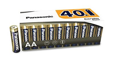 Panasonic Batteries Pile Alcaline Everyday Powe, AA Mignon LR6, 1.5 V, paquet de 40 dans un Emballage sans Plastique, pour une Énergie Fiable, Alcaline
