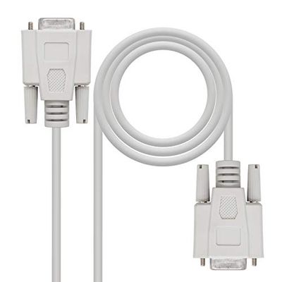 NANOCABLE 10.14.0602 - cabo série RS232 de comunicações Null Modem, DB9/H-DB9/H, feminino - feminino, bege, 1,8 mts