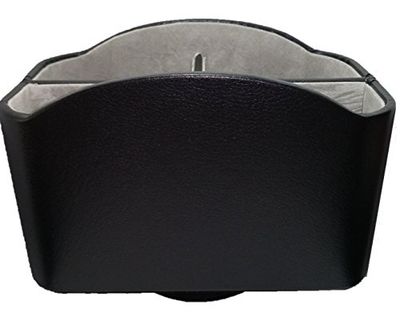 DRW Portamandos da Tavolo in Ecopelle Nera con Base Girevole 18 x 10,5 x 13,3 cm