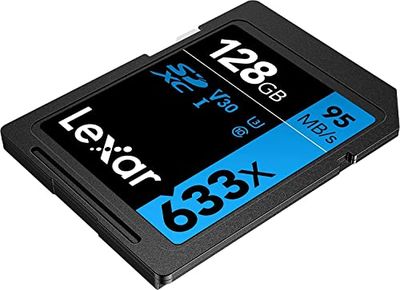 Lexar Professional 633x 128GB SD Kaart, SDXC UHS-I Geheugenkaart, Tot 95 MB/s Lezen, voor Middelgrote DSLR, HD-Camcorder, 3D-Camera (LSD128GCB1EU633)