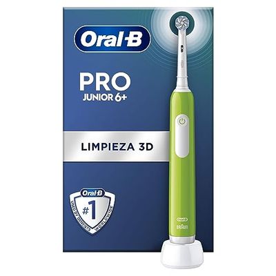 Oral-B Pro Junior Cepillo De Dientes Eléctrico, 1 Mango Verde, 1 Cabezal, Diseñado Por Braun, Apto Para Niños Mayores De 6 Años