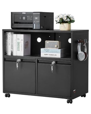 VEVOR 2 Drawers Metal File Cabinet, Lateral Filing Cabinet with Lock and Adjustable Hanging Rods, Wide Filing Storage Cabinets for Home and Office Fit Letter, A4, Legal Size File, Easy Assembly, Black