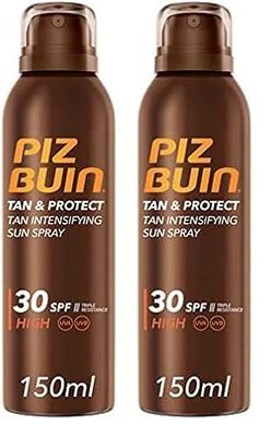 PIZ BUIN Protector Solar en Spray SPF30, Tan & Protect Acelerador del Bronceado de Protección Alta, con Vitamina E y Protección UVA/UVB, 150 ml (Paquete de 2)