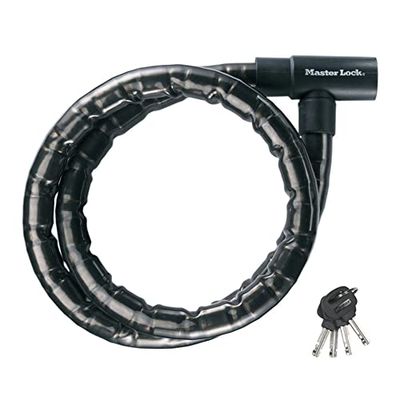 Master Lock 8115EURDPS Lucchetto Antifurto Moto, Chiave, 1.2 m Cavo, Esterno, Ottimo per Proteggere Bicicletta, Motocicletta, Scooter