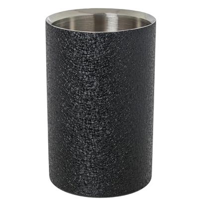 DRW Refrigeratore Bottiglia in Acciaio Inox Coperchio Nero 12x12x19 cm, Metallo