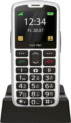 Beafon, SL260, Silverline, toetstelefoon, seniorenmobiele telefoon met SOS-noodoproepknop, compatibel met gehoorapparaten, M4/T4, lichtsignaal, display 2,2 inch (5,58 inch), zilver