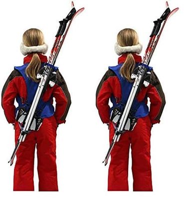 Wantalis - Skiback Kid - Un Produit révolutionnaire pour Porter Vos Skis en libérant Vos Mains - Bretelles adaptables et réglables - Taille Enfant 1m30 Maxi (Lot de 2)