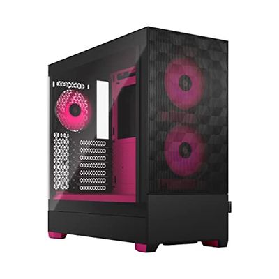 Fractal Design Pop Air RGB Magenta Core - Tempered Glass Clear Tint - Honeycomb Mesh Front – TG side panel - Three 120 mm Aspect 12 RGB fans included – ATX High Airflow Mid Tower PC Gaming Case