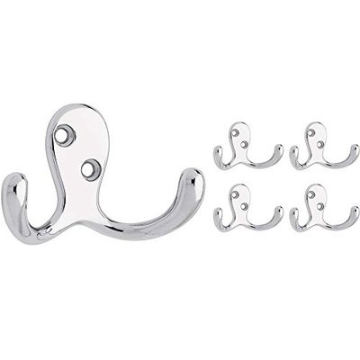 Franklin Brass FBDPRH5-PC-C Gancho de doble punta, paquete de 5, cromo pulido, Pack de 5