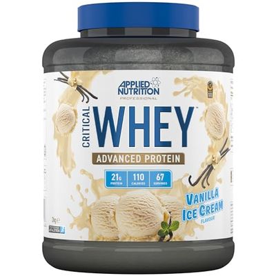 Applied Nutrition Critical Whey Protein Powder 2kg - High Protein Powder, Protein Milkshake, Muscle Building Supplement with BCAAs & Glutamine (2kg - 67 Servings) (Vanilla Ice Cream)