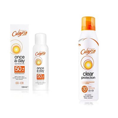 Calypso Once a Day Sun Protection Lotion with SPF 50 & Clear Protection Continuous Spray SPF30-175 ml CALS30