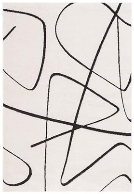 Safavieh Tapis Géométrique pour Salon, Salle à Manger, Chambre à Coucher - Melody Collection, Tapis à Poil Court, Ivoire et Noir, 91 x 152 cm