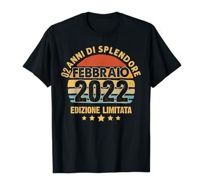 Febbraio 2022 2 Anni Compleanno Ragazza Ragazzo 2022 Maglietta