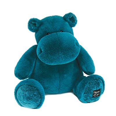 Histoire d'Ours - Peluche Hippopotame - Hip'Pop - Bleu - 40 Cm - Grande Peluche Douce et Mignonne pour les Calins - Idée Cadeau de Naissance et Anniversaire pour Enfants - L'HIPPO - HO3108