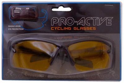 Accessoriez Heren Pro Active Single Fietsbril met heldere lens, One Size, zwart/Amber