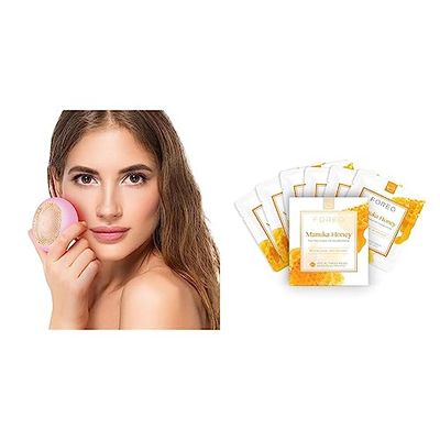 Foreo Ufo 2, Trattamento Maschera Led Viso, Trattamento Viso con Led A Spettro Completo, Pearl Pink & Manuka Honey, maschera viso UFO per pelle stanca e spenta, confezione da 3