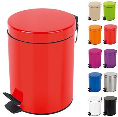 Spirella Poubelle 3 ou 5 litres Métal Sydney avec récipient intérieur en Plastique récyclé Salle de Bains Poubelle à pédale Boîte à ordures Rouge