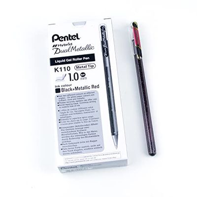 Hybrid Dual Metallic Gel Rollerball - Black/Red (Pack of 12)