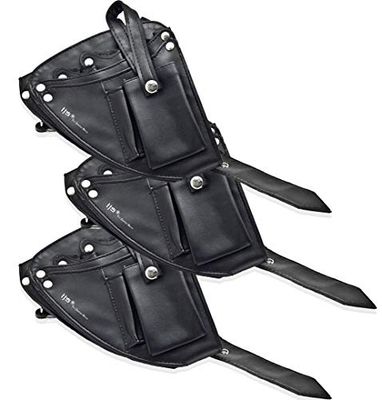 Pack 3 bandoleras porta útiles negra especial para peluquería (tijeras, navajas,…)