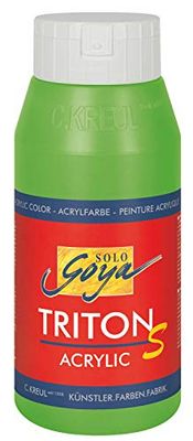 Kreul 17315 - Solo Goya Triton S Vernice acrilica Giallo Verde, flacone da 750 ml, Asciugatura Rapida con Effetto Lucido, Vernice a Base d'Acqua, qualità da Studio, buona Copertura e Alta resa