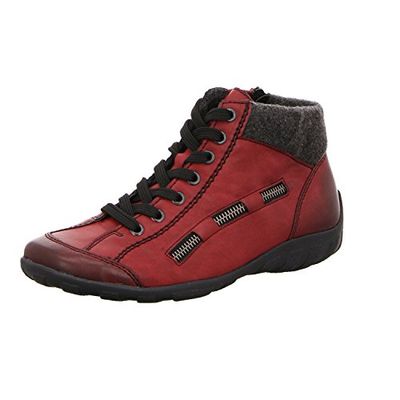Rieker L6543, Baskets Hautes Femme, Rouge Wine Anthrazit, 44 EU