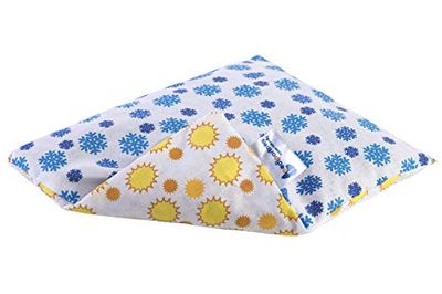 Medi Partners Almohada de hueso de cereza grande Cojín Térmico 500g Rectangular 20x25cm eco natural 100% algodón terapia de calor + frío terapia de masaje (Sol de copo de nieve)
