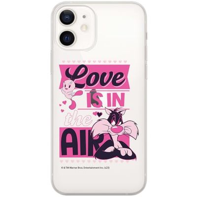ERT GROUP etui na telefon Iphone 12 Mini, case oryginalny i oficjalnie licencjonowany przez Looney Tunes, wzór Sylvester & Tweety 007, optymalnie dopasowane, plecki z TPU częściowo przeźroczyste