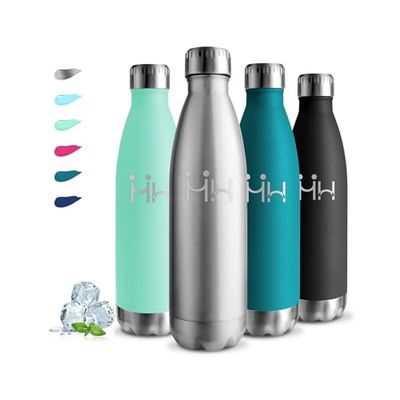 Vattenflaska - 750 ml - Termisk vattenflaska, BPA-fri, vattenflaska i rostfritt stål, läckagefria, värmeisolerade vattenflaskor, metallflaska, lätt att bära, för yoga, träning, camping