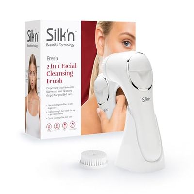 Silk'n Fresh - Spazzola per il Viso con Dispenser per L’erogazione del Detergente - Riduce i Pori Dilatati e Stimola la Microcircolazione - Bianco - 1 Pezzo