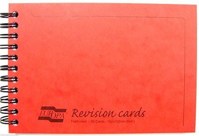 Clairefontaine 3002Z Europa Red Spiral Revision Cards Notebook - 15.2x10.2 cm - 100 Lined Pages - 160 g White Paper - Glossy Card Cover