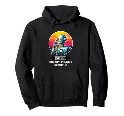 Funny Retro Robot Rotary Phone Robot Shirt Robotics Cool 80s Pullover Hoodie