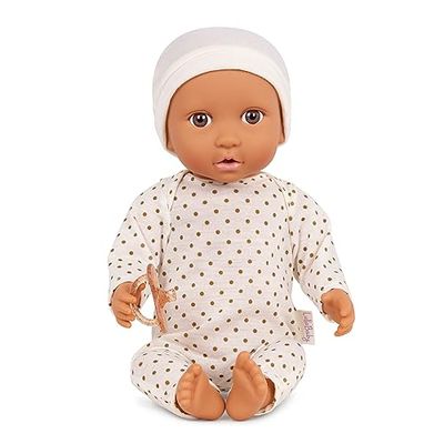 LullaBaby – 14-inch Realistic Baby Doll – Ivory Hat & Pacifier Accessories – Toys For Kids Ages 2 & Up – Baby Doll – Ivory Polka Dot Pajama