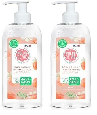 Pulpe de Vie - Soin Lavant Intime Certifié BIO Nude XL 400ml - Anti-gaspi ! Abricot - PH Neutre - Prébiotiques Protecteurs - Éco-Responsable, 100% recyclable, à base de fruits bio upcyclés (Lot de 2)