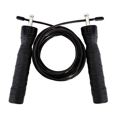 Nivia 11033 Pro Skipping Rope for Men & Women (Black, Free Size - Adjustable) | Material - Leather | For Cardio Workout | Warmup | Weight Loss | Training | Jump Rope for Exercise | Exercise Rope