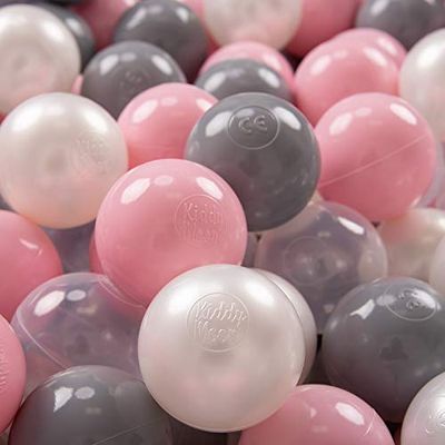 KiddyMoon 700 ∅ 7Cm Bolas Colores De Plástico para Piscina para Niños, Perla/Gris/Transparente/Rosa Claro