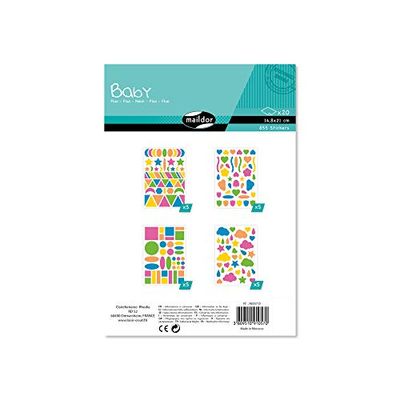 Maildor AE057O - Un sachet de gommettes Baby 20 planches 14,8x21 cm, Fluo (855 stickers)