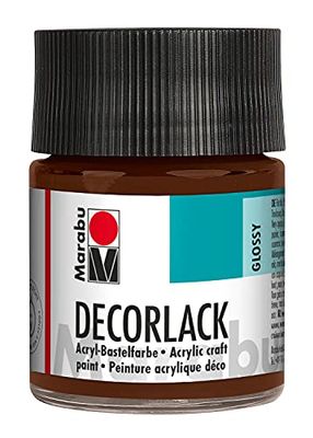 Marabu 11300005040 - Vernice acrilica lucida a base d'acqua, resistente alle intemperie, saliva, per pittura, stencil e tecnica del découpage, colore marrone medio 040, 50 ml, colore marrone chiaro