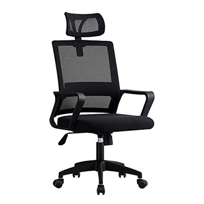 SHIITO - Modèle Denis-294H - Chaise De Bureau Pivotante - Soutien Dorsal - Maille Respirante - 118x48x5 - La Couleur Noire