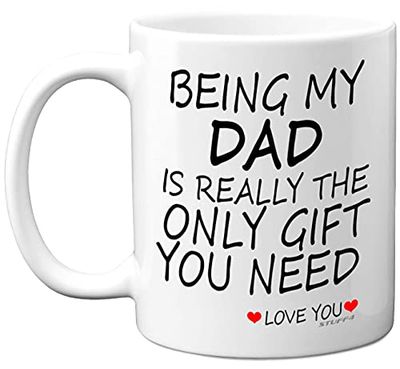 Fathers Day Mug - Being My Dad - Father's Day Present from Son Daughter, 11oz Ceramic Dishwasher Safe Coffee Mugs - Christmas, Secret Santa, Daddy Birthday Gifts, Cup from