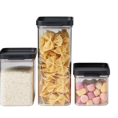 Mepal - Conjunto de 3 caixas de armazenamento Omnia - caixas de armazenamento com tampa adequadas para armário e prateleira de cozinha - armazenamento e organização - 700 ml, 1100 ml e 2000 ml - Black