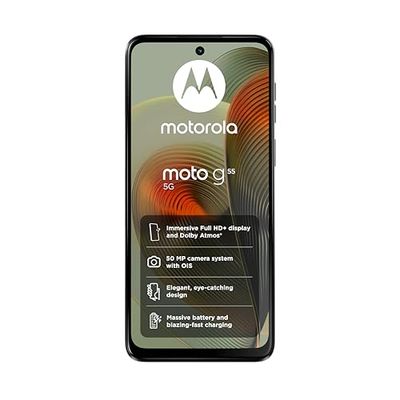Motorola Moto G55 5G(6.49''Full HD+ 120Hz,Water-repellent IP52,50MP camera with OIS, 68W TurboPower charging,5000mAh battery,Dolby Atmos audio,Android 14,MediaTek Dimensity 7025,dual SIM),Smoky Green