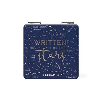 LEGAMI - Miroir grossissant sans Distorsion, idéal pour Sac à Main et Voyage, 6 x 6 cm, thème étoiles