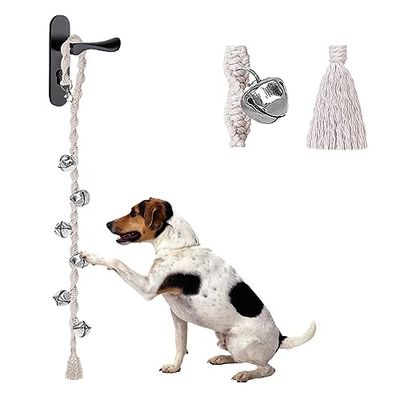 GINIDEAR Cloches pour Chien pour Sortir à l'extérieur, Sonnette de Porte réglable pour Chien, Sonnette de Porte pour Chiens, Cloche de Dressage de Chiot de qualité, Style torsadé, Beige