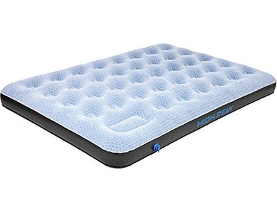 High Peak Unisex Double Comfort Plus luchtbed, met geïntegreerde voetpomp en antislipfunctie, ademend, voor binnen en buiten, grijs/blauw/zwart, XL