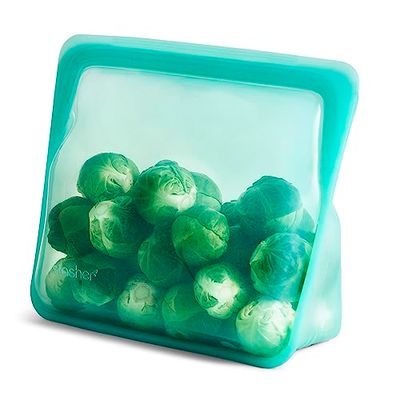 Stasher Sacchetti in silicone per alimenti, Stand Up Bag (Aqua) | Sacchetti riutilizzabili per congelatore | Sacchetto con cerniera lavabile | 24,1 x 17,8 x 3,2 cm / 1,6 l
