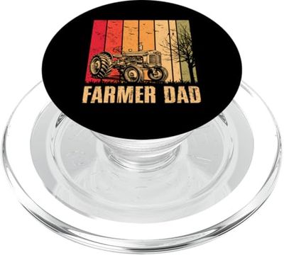 Tractor Farmer Dad, estilo retro, puesta de sol PopSockets PopGrip para MagSafe