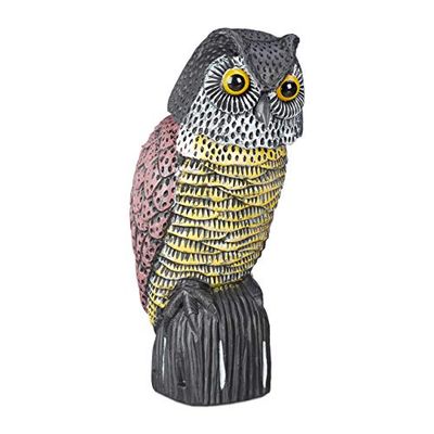 Relaxdays Chouette à oiseaux avec tête de torche Décoration debout pour jardin, balcon, terrasse, multicolore