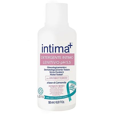 Intima + | Nettoyant sous-vêtements apaisant, nettoyant sous-vêtement Ph 5.5, nettoyant avec antibactérien, nettoyant à base de camomille, nettoyant pour femme - Lot de 500 ml