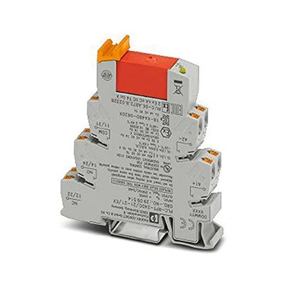 PHOENIX CONTACT PLC-RPT-24DC/21-21/EX PLC, composto da morsetto di base montabile su binario da 14 mm, con connettore Push-in, tensione nominale di ingresso 24 DC, 10 pezzi